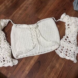 Crochet white off the shoulder top